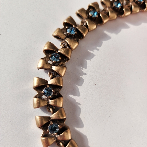 Vintage J CREW Blue Faceted Rhinestone Adjustable Collar Necklace - Picture 1 of 7